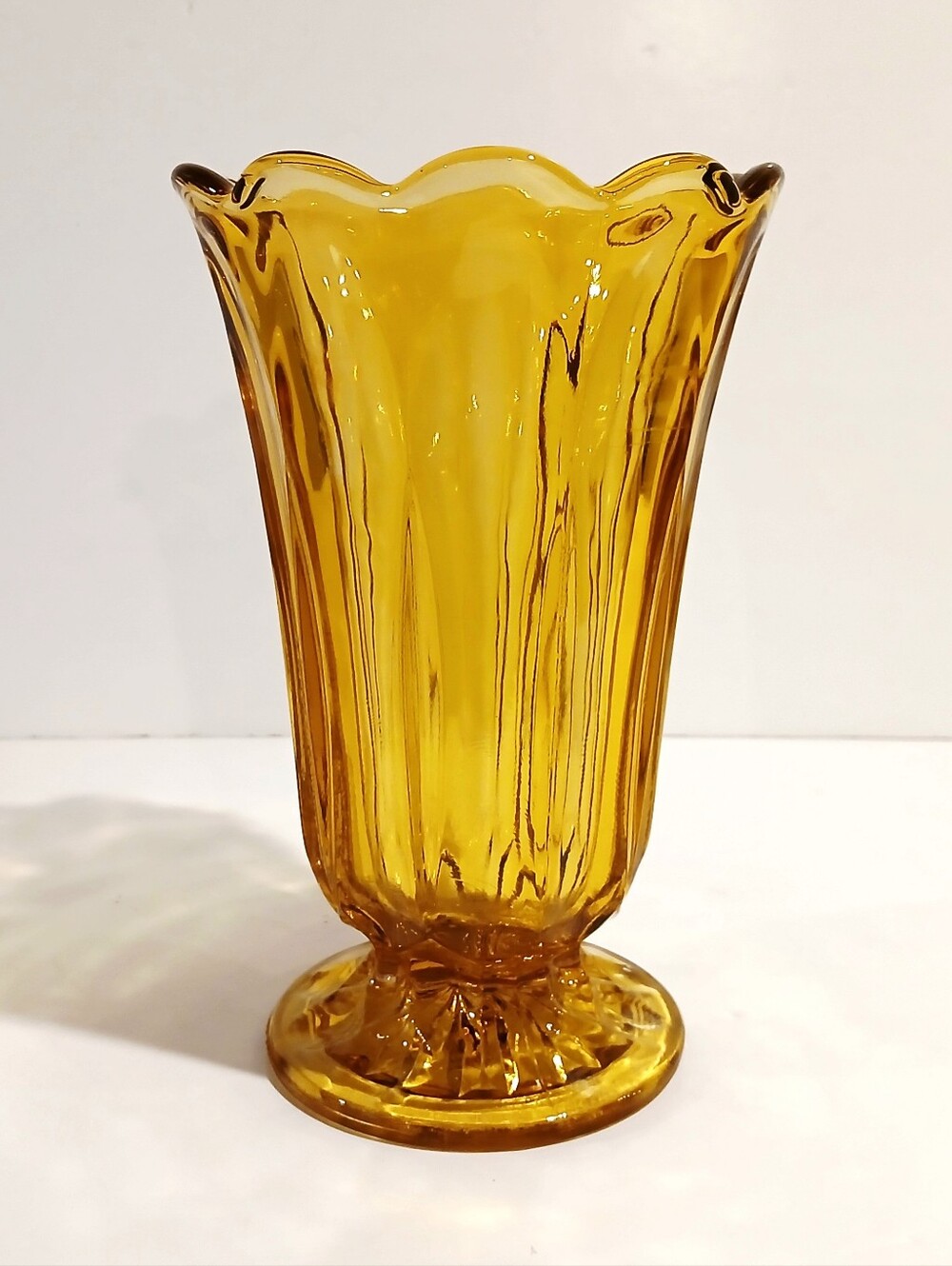 Vintage Amber Glass Decorative Vase - Home Accents